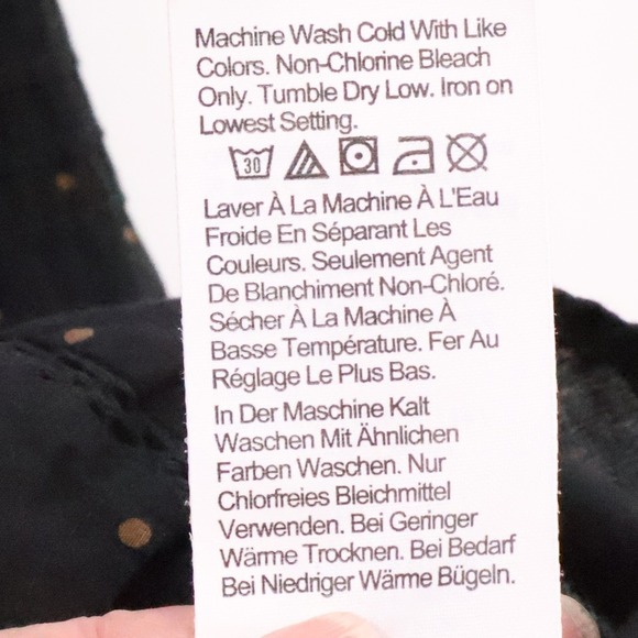 Madewell Polka Dot Ruffle Top Womens Peasant Boho Dark Romantic Office Size L - Picture 7 of 11